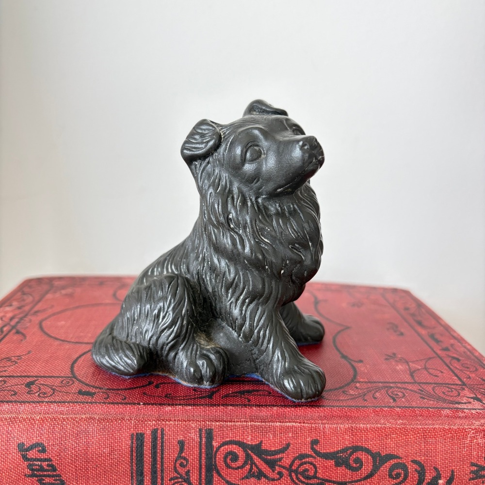 Celtic Castings Handcast Slate Dog Figurine Seated Collie Sheltie Sculpture